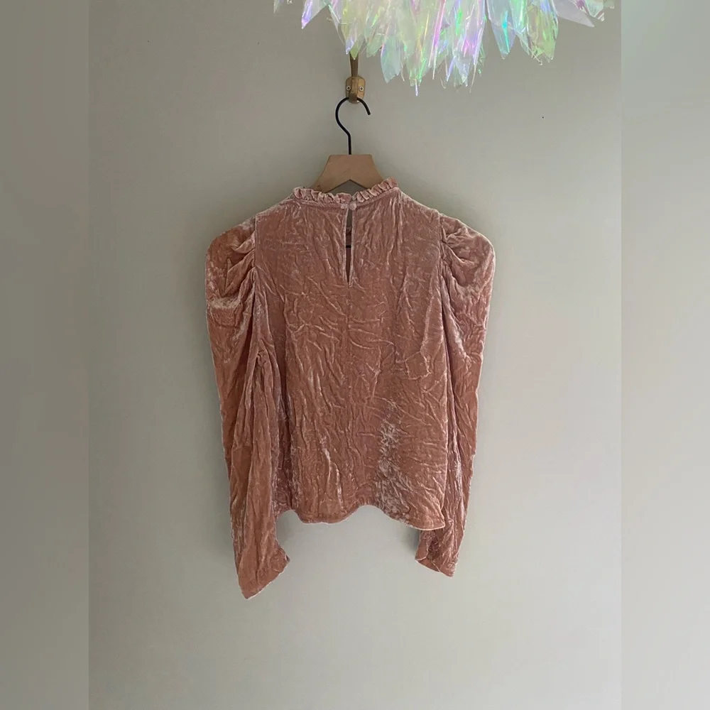 Ulla Johnson Pink Velvet Long Sleeve Victorian‎ Romantic Blouse Size 0